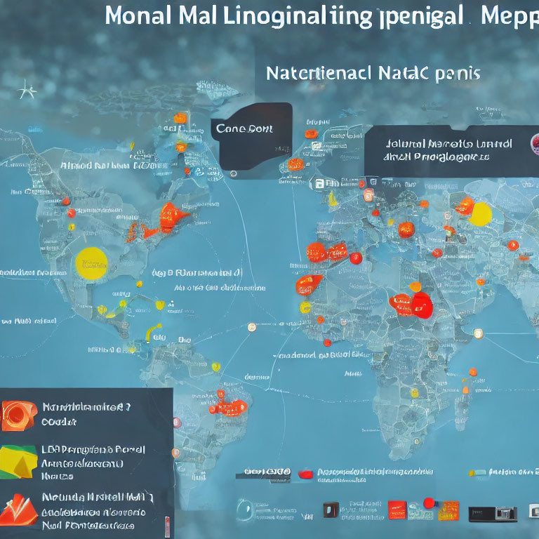 Digital World Map with Multilingual Annotations and Icons