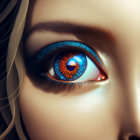 Detailed Blue Eye with Prominent Eyelashes and Stylized Iris