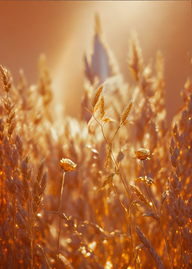 Sunlit Golden Wheat Field with Soft-focus Background