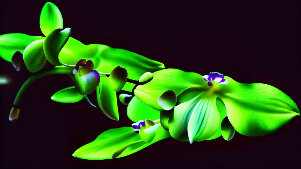 Luminescent Green Orchid on Dark Background