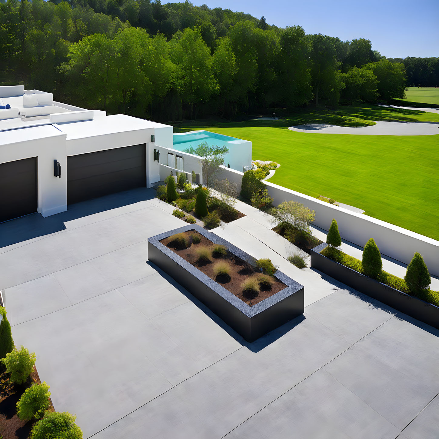 Contemporary House with Flat Roofs and Landscaped Gardens