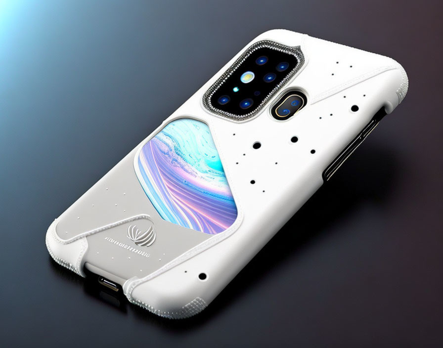 White Smartphone Case with Fingerprint Scanner & Extra Camera Lenses