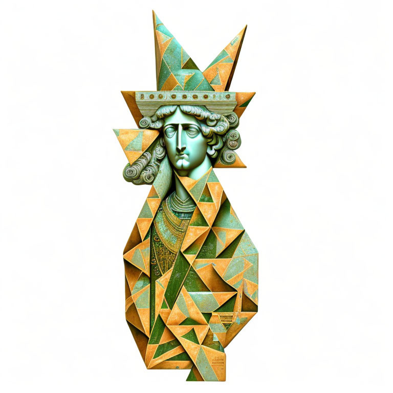 Geometric Statue of Liberty Art on White Background