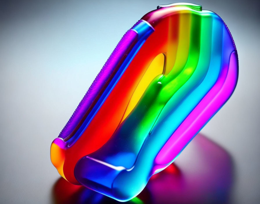 Multicolored Glass Sculpture with Flowing Wavelike Design