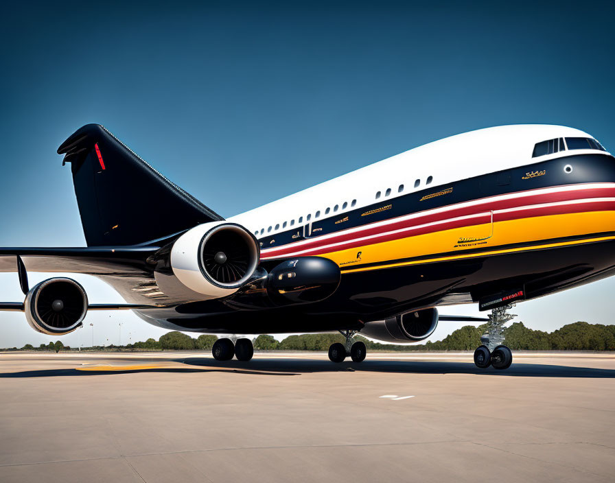 Distinctive Black and Yellow Boeing 757 on Tarmac