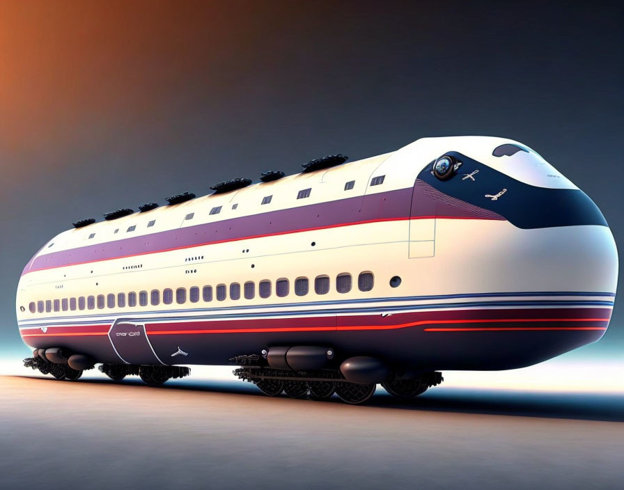 Sleek White and Blue Futuristic Train on Gradient Background