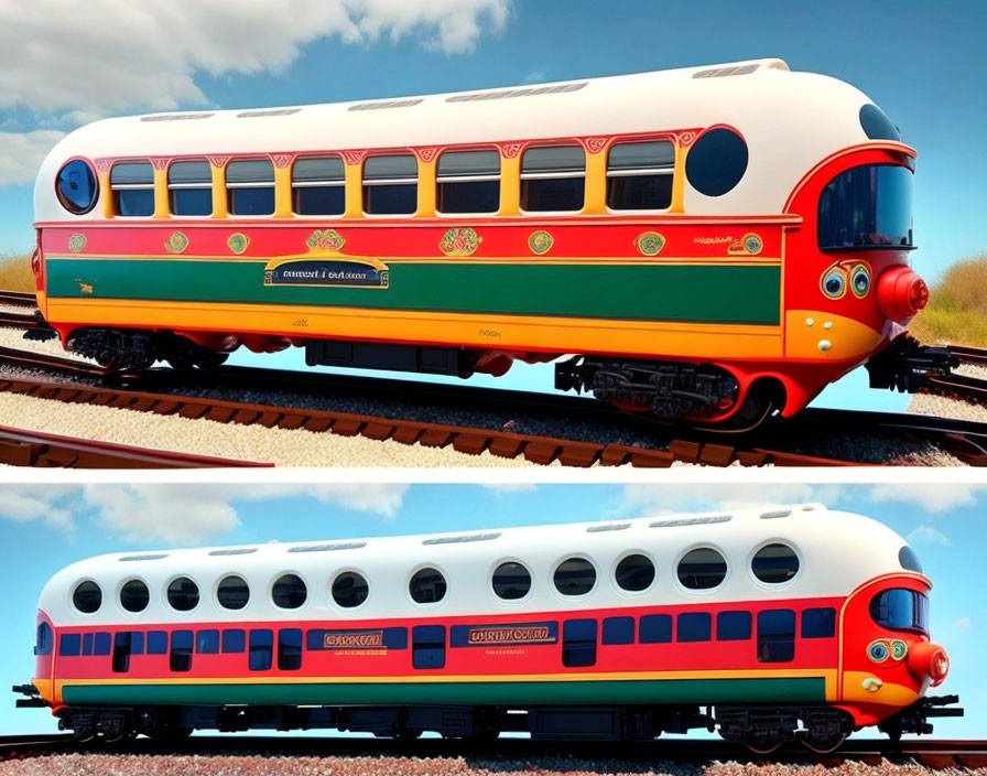 Vintage-style Train Carriages in Colorful Designs