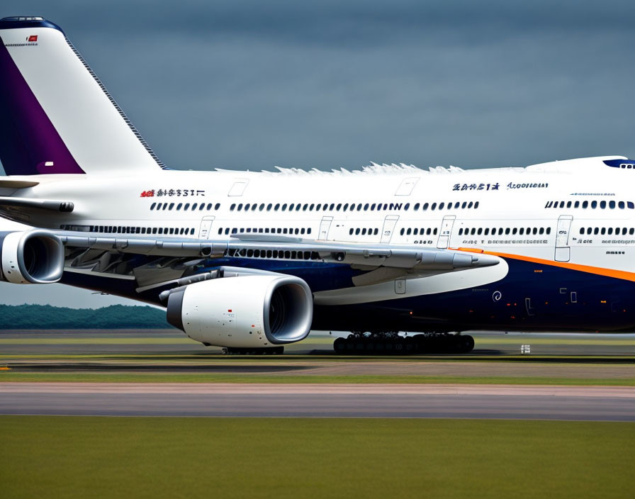 Commercial Airliner Preparing for Takeoff with Running Jet Engines