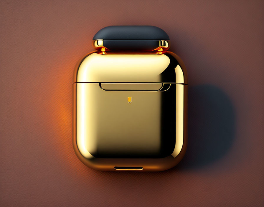 Luxurious Gold Wireless Earbuds Case with Black Top and LED Indicator