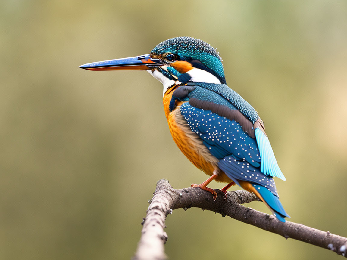 Colorful Kingfisher Displaying Blue and Orange Plumage