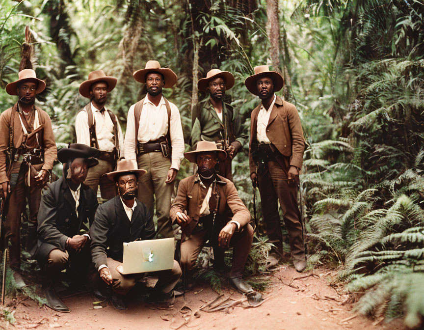 Vintage Clothing Cowboy Hat Group Photo in Forest