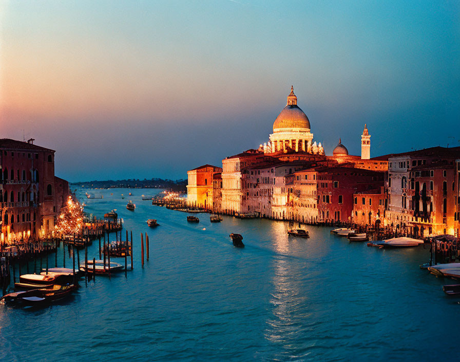 Historic Basilica di Santa Maria della Salute at Twilight in Venice