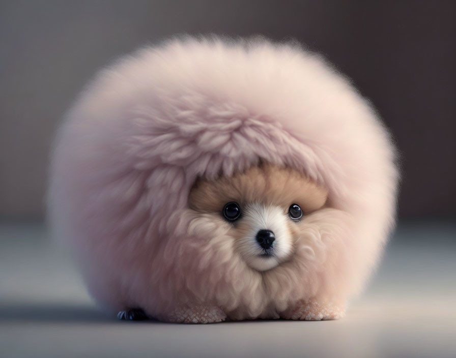 Fluffy Light-Brown Puffball Dog with Black Eyes