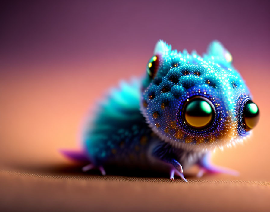 Vibrant digital artwork of cute, colorful creature