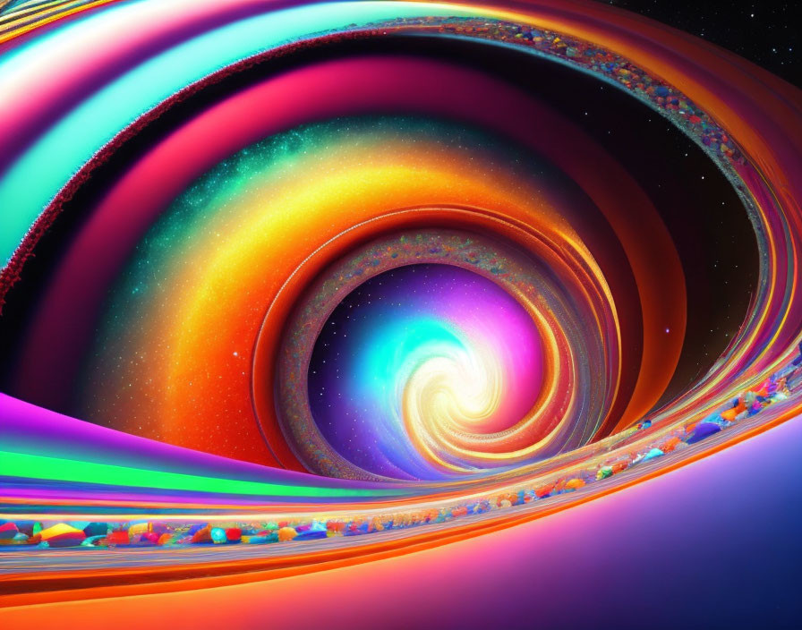 Colorful Spiral Galaxy Artwork with Vibrant Swirling Colors