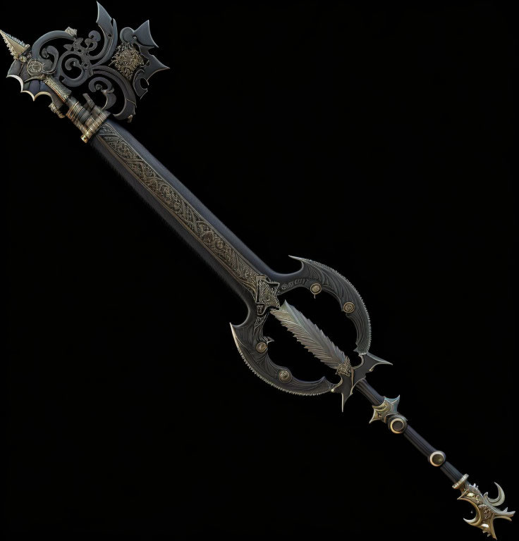 Elaborate Fantasy-Style Sword with Ornate Scrollwork