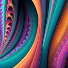 Colorful Fractal Art with Swirling Shell-like Patterns