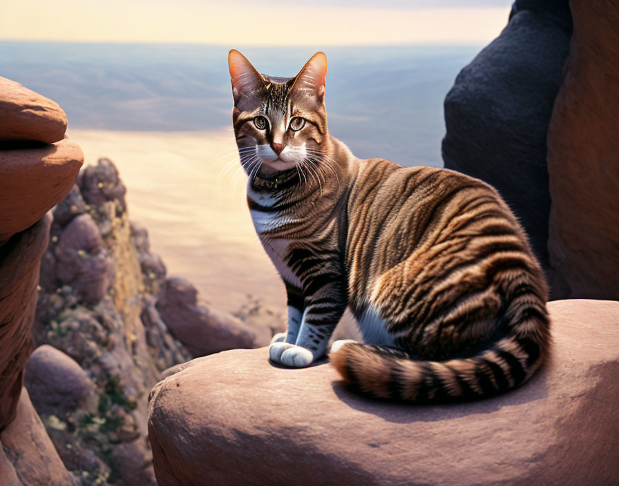 cat on the rock