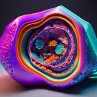 Colorful Fractal Sculpture with Purple to Blue Gradient