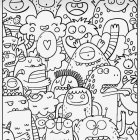 Whimsical black and white creature coloring page for relaxation