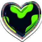 Abstract multicolored heart graphic on black background