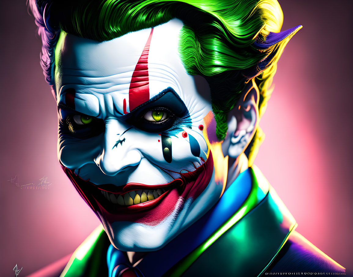 Colorful Joker Illustration with Detailed Expressions