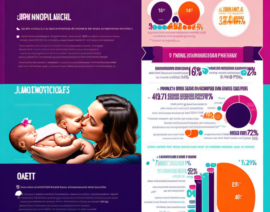 Mother Kissing Baby with Infographic Background and Statistics