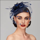 Blue Fascinator Woman Portrait with Captivating Eyes and Full Lips