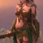 Fantasy female character in nature-themed 3D art