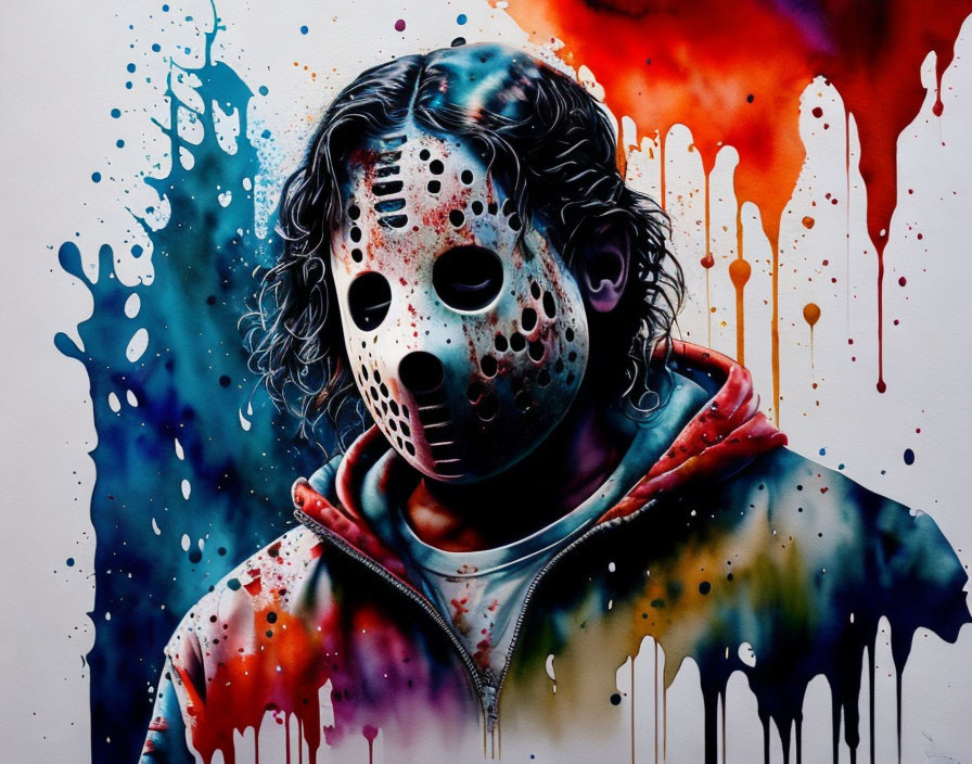 Colorful Paint Splatter Hockey Mask Artwork