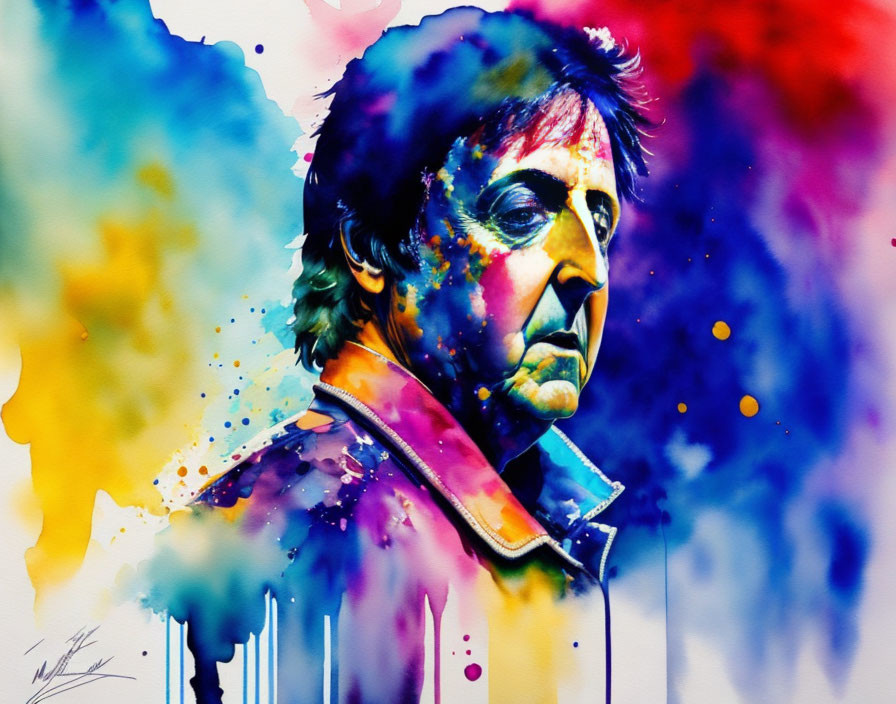 Colorful Watercolor Portrait of a Man