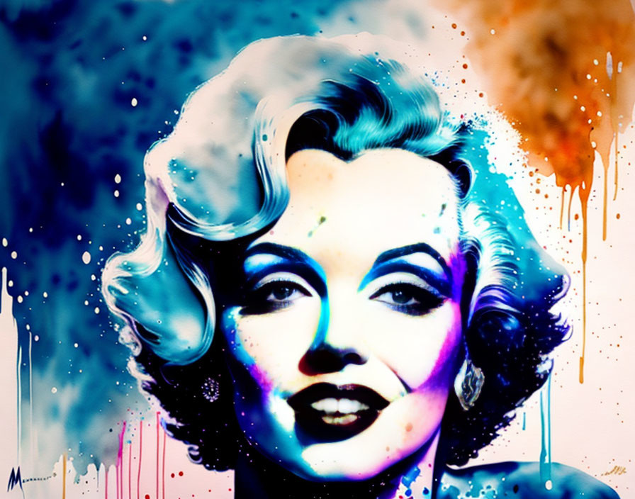 Vibrant Abstract Art: Blonde Woman with Bold Lipstick