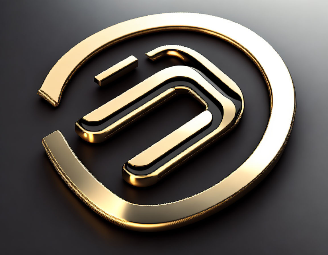 Golden 3D Metallic "S" Symbol on Dark Reflective Background