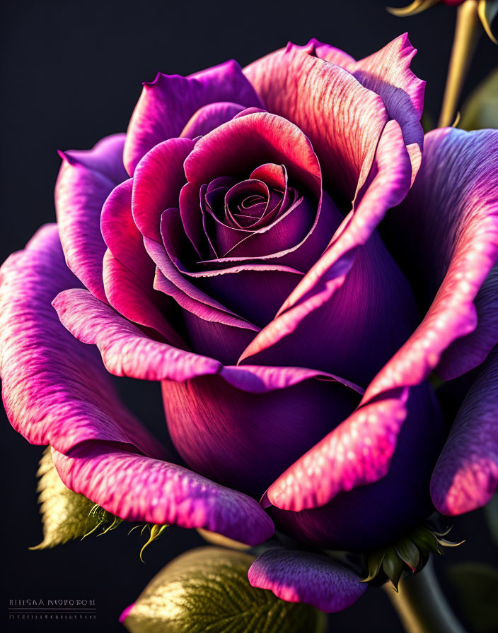 Vibrant dual-toned rose with deep purple and magenta petals