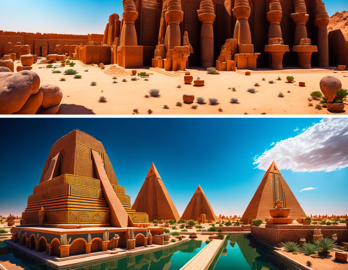 Collage of Traditional Mud Brick Architecture in Desert Setting