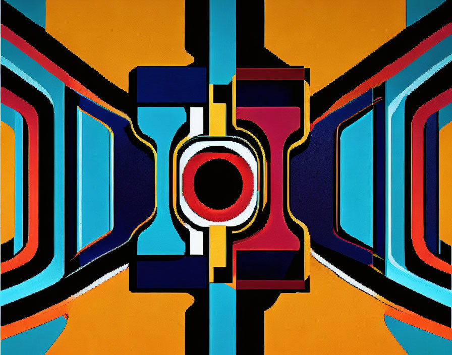 Vivid Abstract Geometric Painting with Symmetrical Patterns