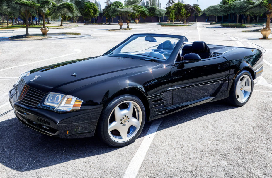 Modern Black Convertible Sports Car with Silver Wheels