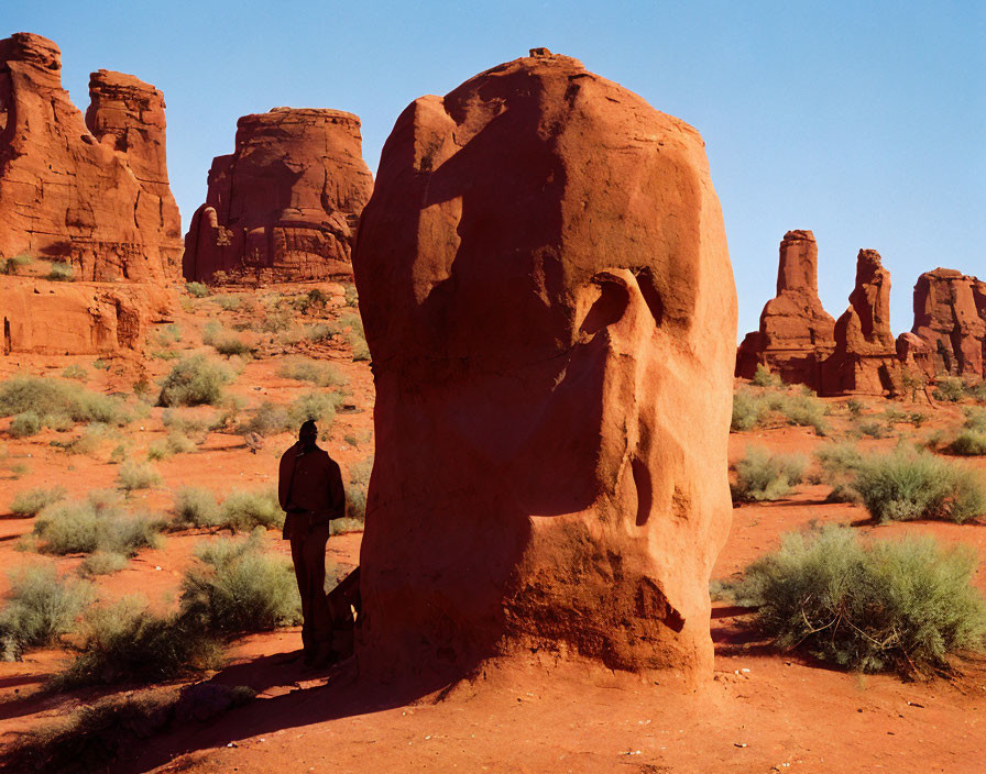 Unique Red Sandstone Formation in Desert Landscape