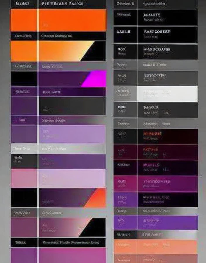 Purple and Orange Gradient Blocks with Humorous Brand-Inspired Names