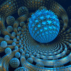 Detailed Blue and Gold Fractal Pattern in High Resolution