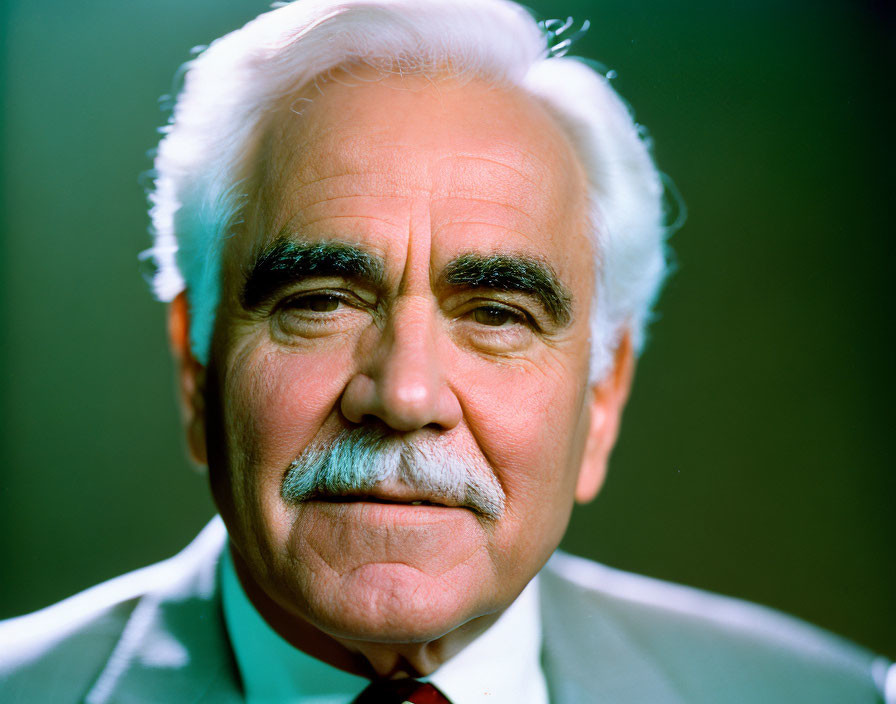 White-Haired Elderly Gentleman Smiling in Suit