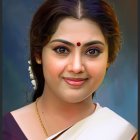 Traditional Indian Attire Portrait Against Snowy Mountain Backdrop