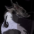 White Dragon with Golden Horns on Dark Background