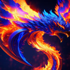 Colorful Phoenix Artwork with Orange and Blue Plumage