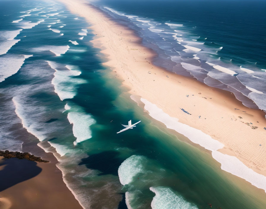 Aerial View: Plane Crash on Sandy Beach