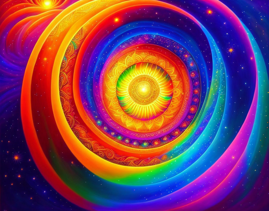 Colorful Psychedelic Cosmic Portal with Mandala Designs