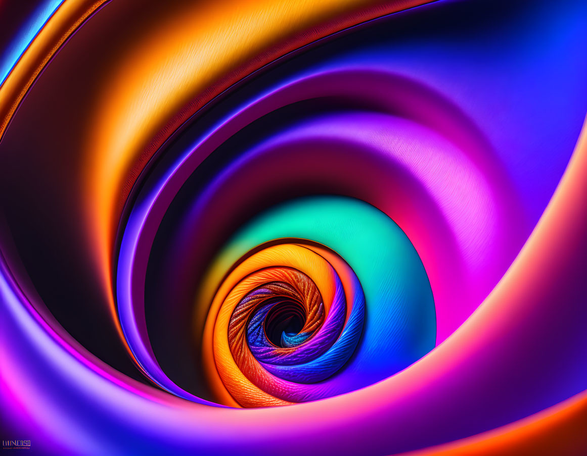 Colorful Abstract Spiral Pattern in Blue, Orange, and Purple