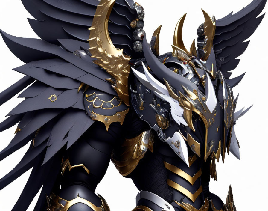 Armored figure with winged helmet and dark wings spread out