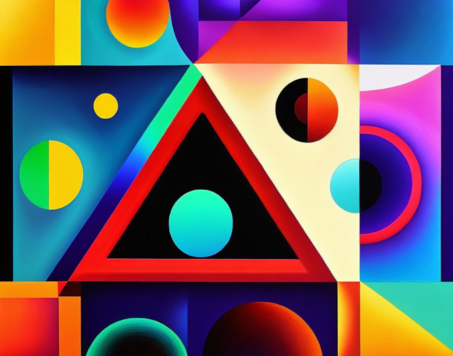 Colorful Abstract Art with Geometric Shapes & Gradient Effects