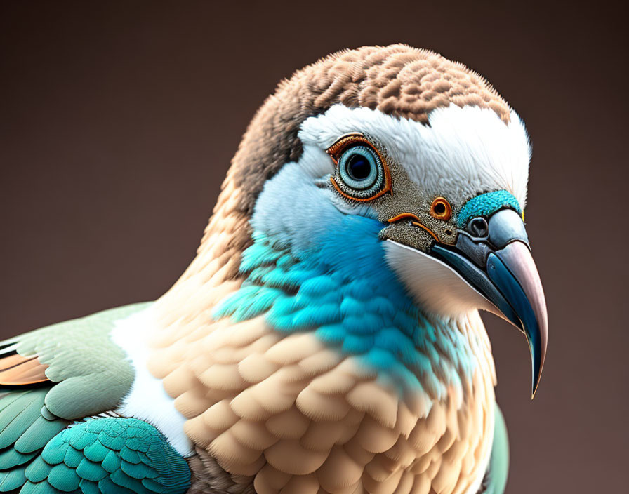 Colorful bird with intricate feather patterns and vivid blue plumage.